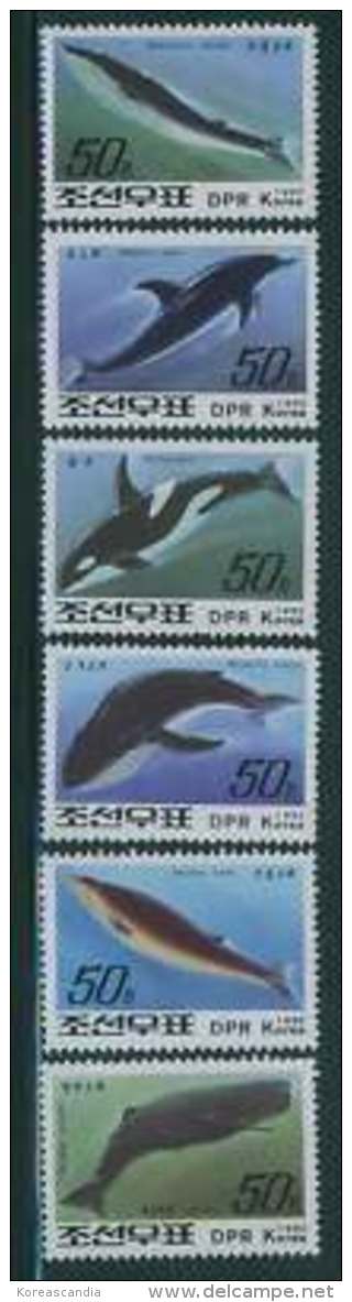 NORTH KOREA 1992 - WHALES STAMP SET - Baleines