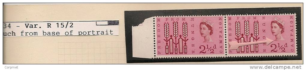 UK - Variety  SG 634 - Row 15 Stamp 2 RETOUCH From Base Of PORTRAIT  -SPEC CATALOGUE VOLUME 3 - Page 228- MNH - Variétés, Erreurs & Curiosités