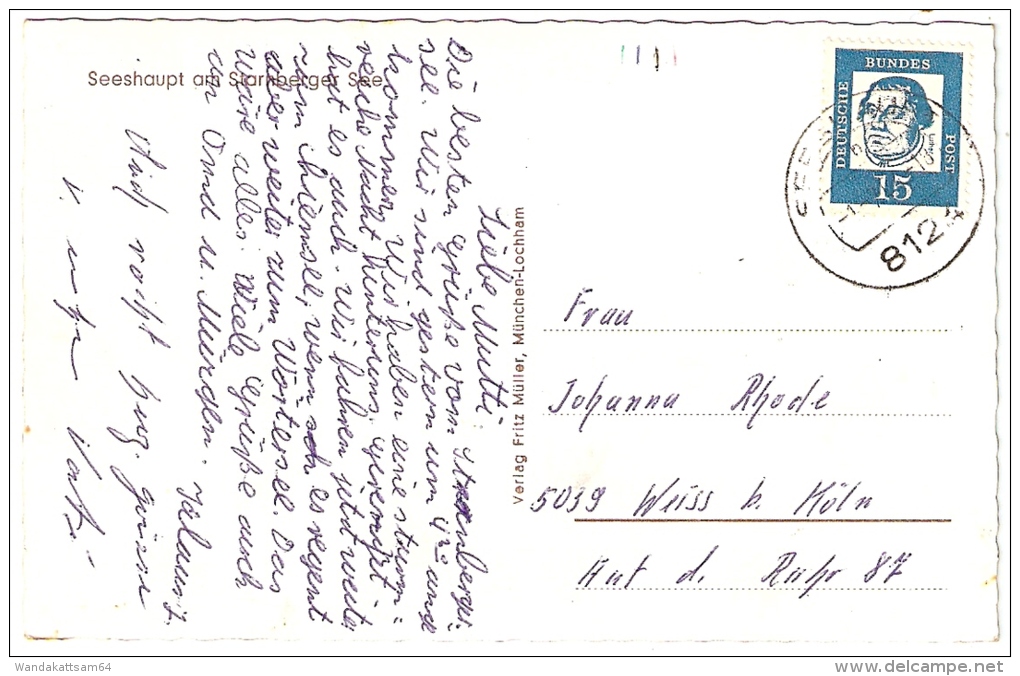 AK Seeshaupt am Starnberger See -1. 7.64 - 18 8124 SEESHAUPT nach Weiss b. Köln