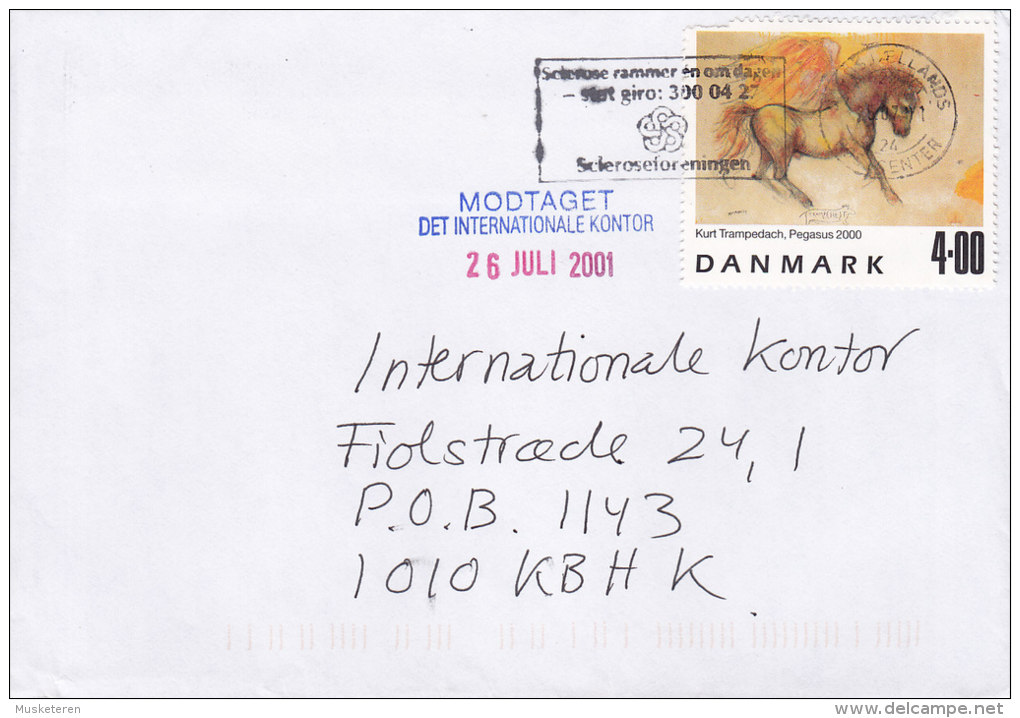 Denmark Schlerose Slogan 2001 Cover Brief Pegasus Gemälde Von Kurt Trampedach - Brieven En Documenten