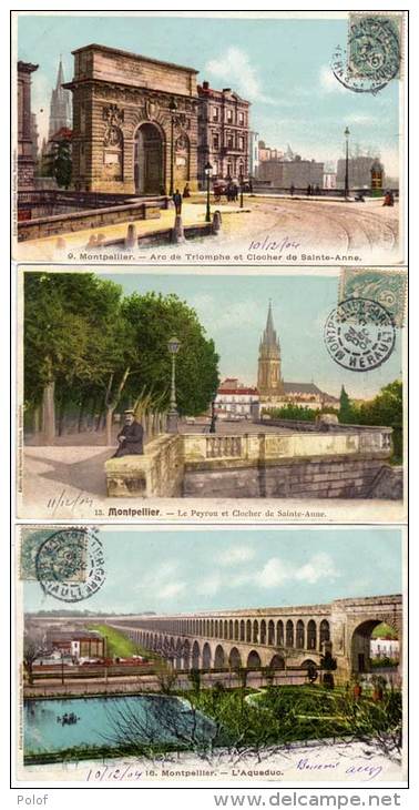 MONTPELLIER - 3 CPA - Arc De Triomphe, Le Peyrou, L' Aqueduc, (58396) - Montpellier