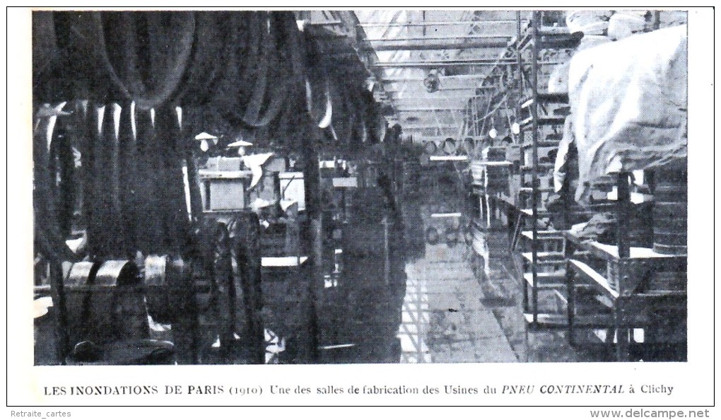 Les Inondations De Paris 1910 - Une Des Salles De Fabrication Des Usines Du PNEU CONTINENTAL à Clichy - Clichy