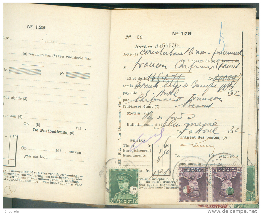 CARNET COMPLET De La Formule N°129 De 50 Exemplaires Des Prôtets De Non Paiement D'effet Du Bureau D'EGHEZEE (Bon N°1081 - 1931-1934 Mütze (Képi)