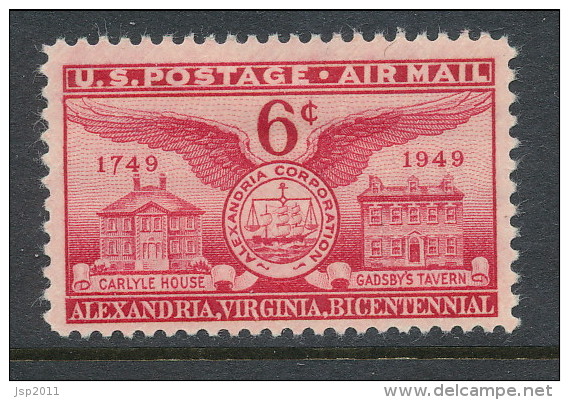 USA 1949 Air Mail Scott # C40. Alexandria Bicentennial Issue, MH (*) - 2b. 1941-1960 Neufs