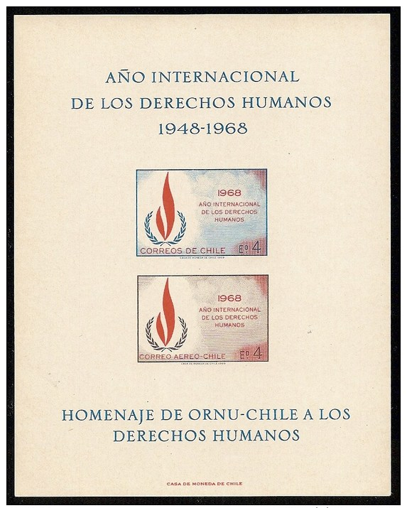 Chile,  Scott 2013 # 382, C297,  Issued 1969,  Imperf S/S Of 2,  NH,  Cat $ 9.00, - Chili