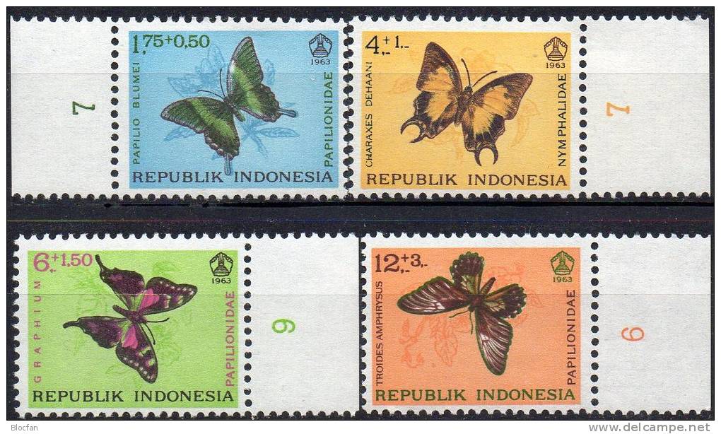 Naturschutz WWF Papillo Blumei Schmetterlinge 1963 Indonesien 421/4 ** 4&euro; Troides Nature Bloc Butterfly Set Of Indo - Butterflies