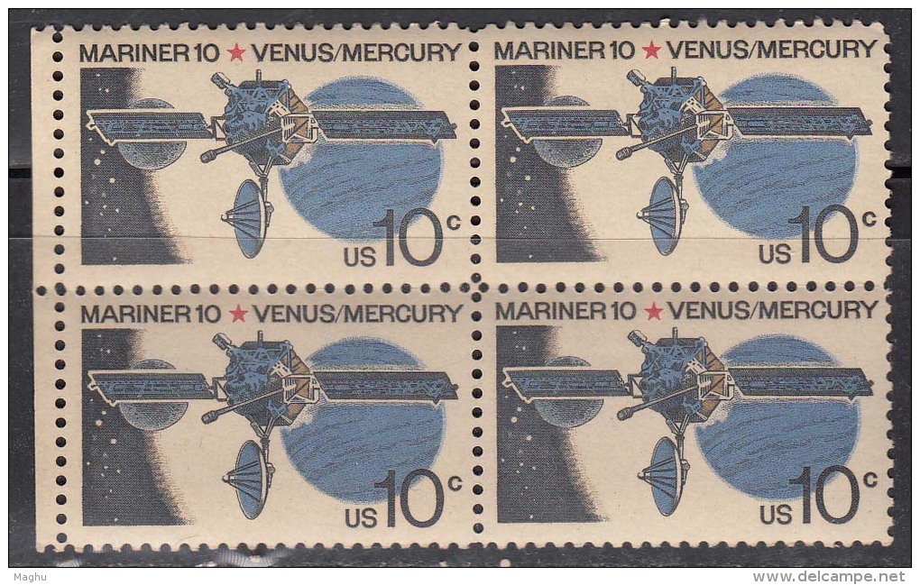 Mariner 10, Venus, Mercury, Space Craft, Astronomy Planets,  United States MNH Block Of 4, - USA