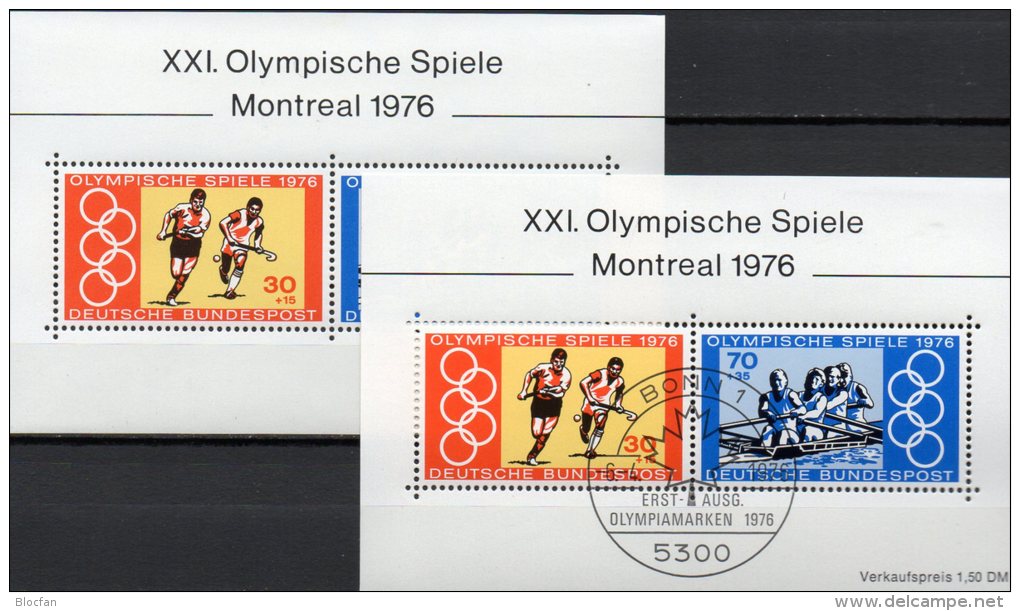 Olympia Montreal 1976 BRD Block 12 ** + O 5€ Nationalfarbe Feld-Hockey Rudern Bf M/s Sport Bloc Olympic Sheet Of Germany - Hockey (sur Gazon)