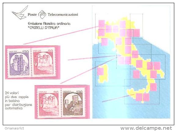 78137)  Poste Telecomunicazioni  Emissione Filatelica  Ordinaria Castell´ D´Italia  24 Valori +due Coppie In Bobina - FDC