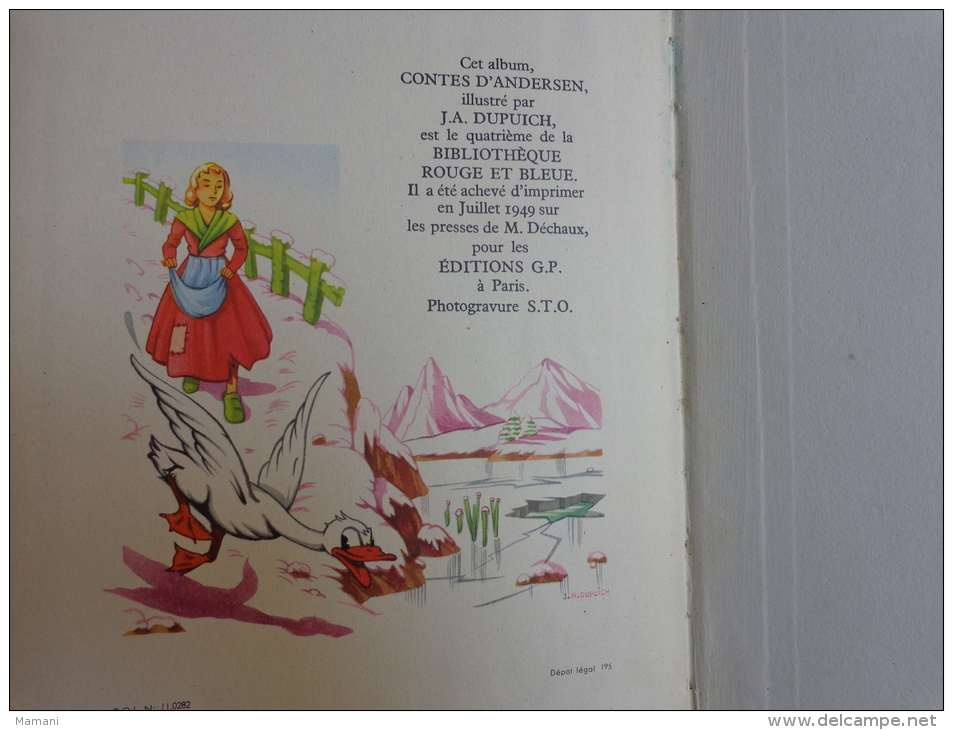 contes d'anderson--bibliotheque rouge et bleue-illustr.dupuich editions gp-1949-la petite sirene-la petite poucette-etc.
