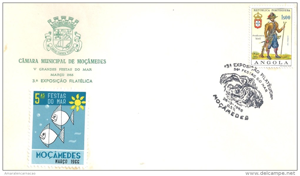 TIMBRES - STAMPS - MARCOPHILIE - ANGOLA - 3e. EXPOSITION PHILATELIQUE - 26-3-1966 - MOÇAMEDES - Angola