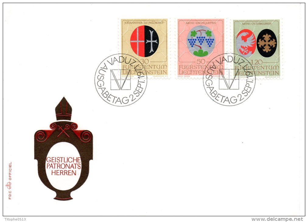 LIECHTENSTEIN. N°491-3 Sur Enveloppe 1er Jour (FDC) De 1971. Armoiries Religieuses. - Briefe U. Dokumente