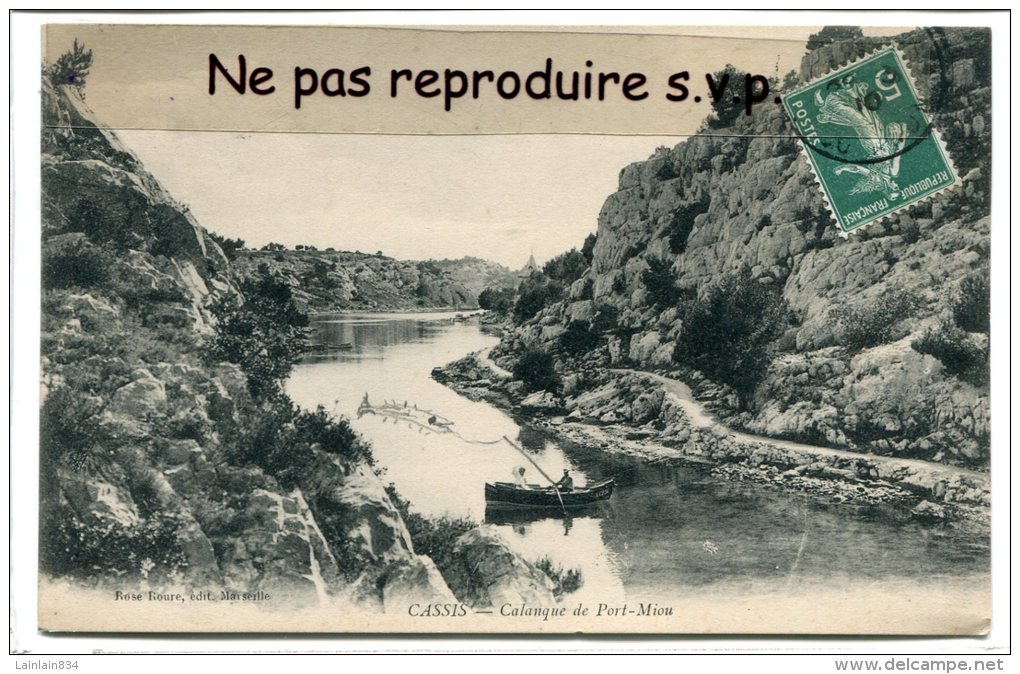 - CASSIS - Calanque De Port-Miou, Avec Barque Et Poisson Rapporté, 1910,  Rare, TBE, Scans. - Cassis