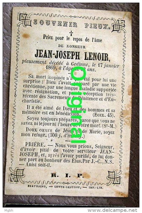 Jean-joseph Lenoir Gedinne 1869 - Gedinne