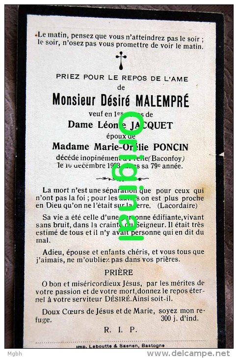 Désiré Malempré Jacquet Poncin Prelle (baconfoy)1923 - Tenneville