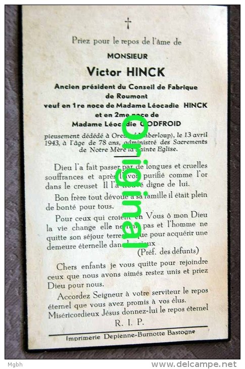 Victor Hinck  Fabrique De Roumont + Oreux 1943 - Bertogne