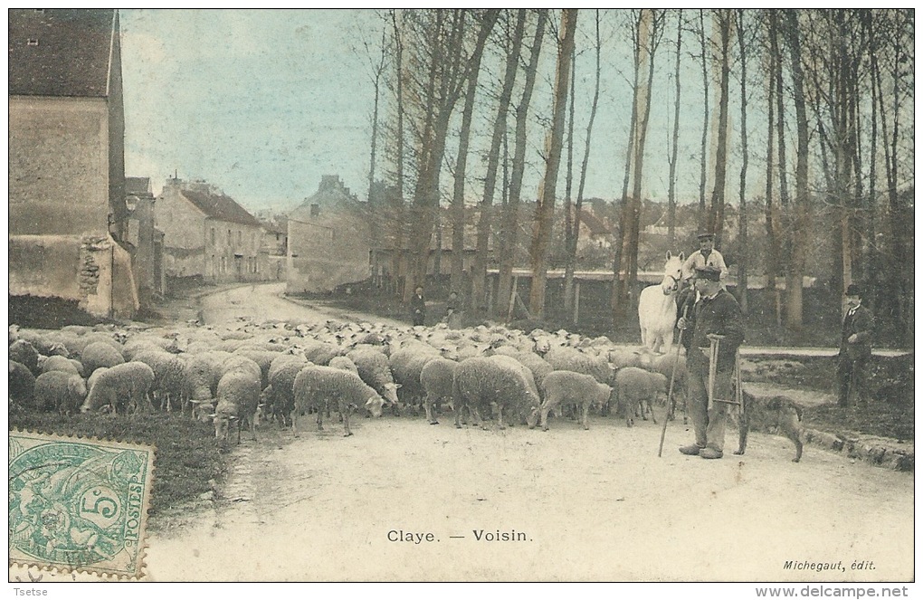 Claye - Voisin ... Berger Et Son Troupeau De Moutons - Top Carte - 1906 ( Voir Verso ) - Claye Souilly