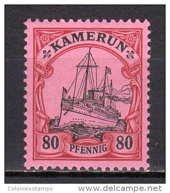 (SA0910) CAMEROUN, 1900 (80 Pf., Dark Carmine And Black On Rose, Without Watermark). Mi # 15. MNH** Stamp - Cameroun