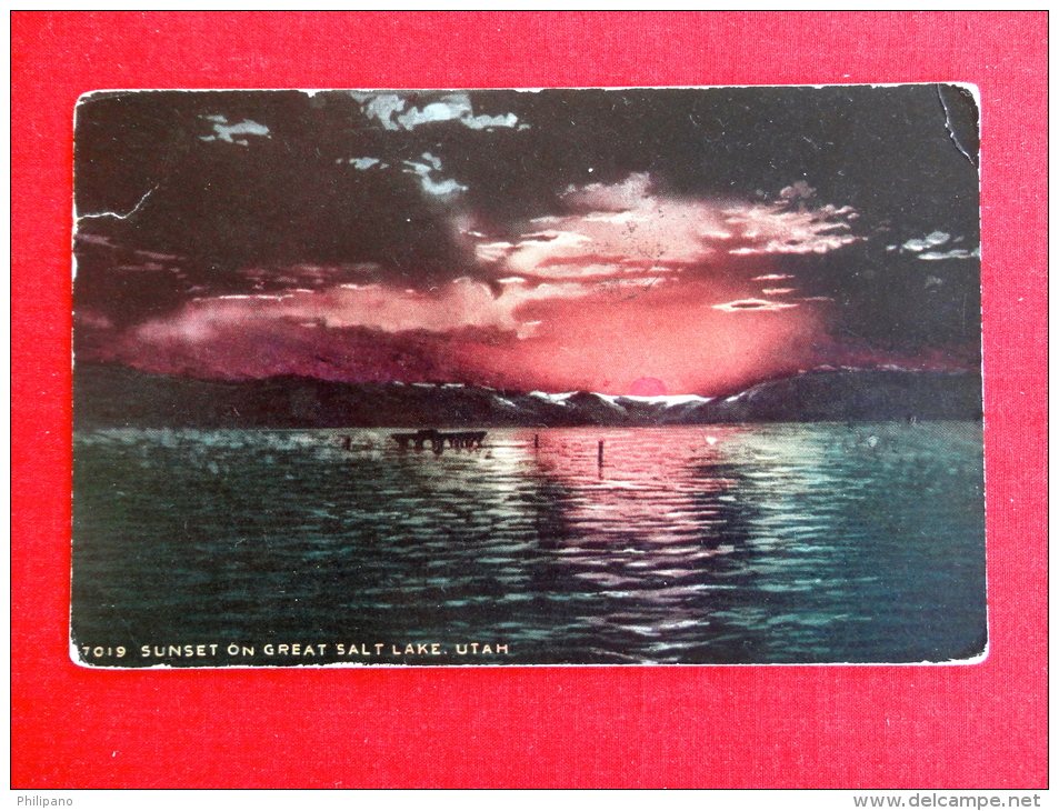 Utah > Salt Lake  Sunset On Great Salt Lake  1916 Cancel -  Ref  1041 - Salt Lake City