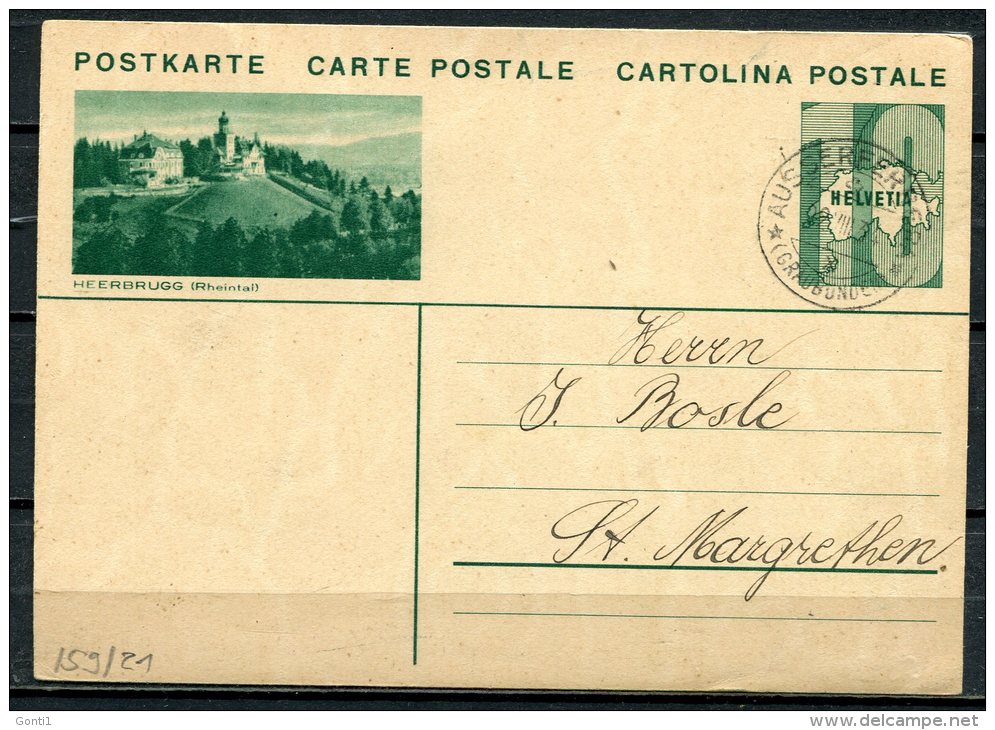 Schweiz 1934 Bildpostkarte Mi.Nr.P 159/ Bild 21-10 Er,gruen"Heerbrugg "bef."Ausserferreger-St.Margrethen"1 GS Used - Postwaardestukken