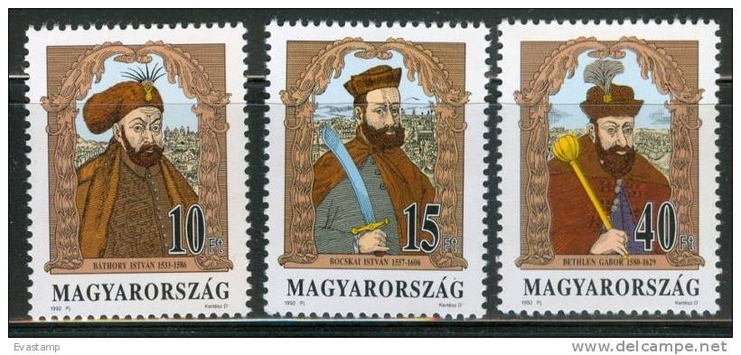 HUNGARY - 1992. Princes Of Transylvania / Bathory,Bocskay,Bethlen MNH! Mi 4217-4219 - Nuevos