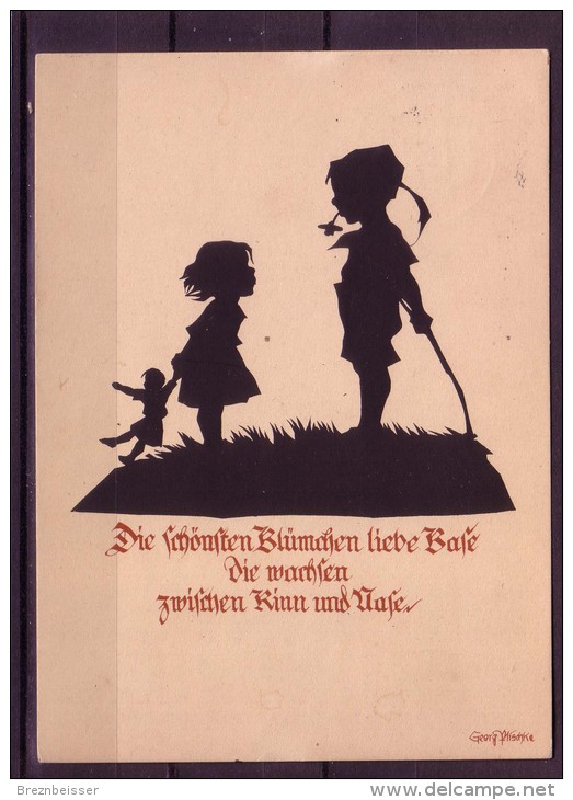 Künstler AK Georg Plischke: Die Schönsten Blümchen....... Karte Gel. 1936 - Silhouettes