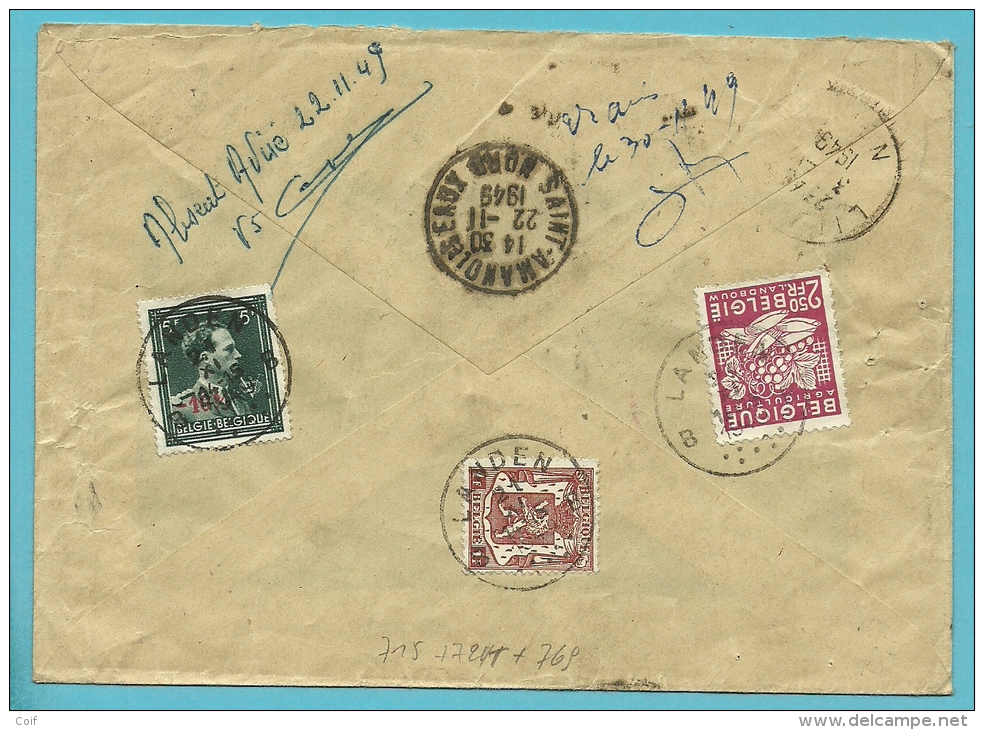 715+724T+769 Op Brief Aangetekend Met Stempel LANDEN - 1946 -10%
