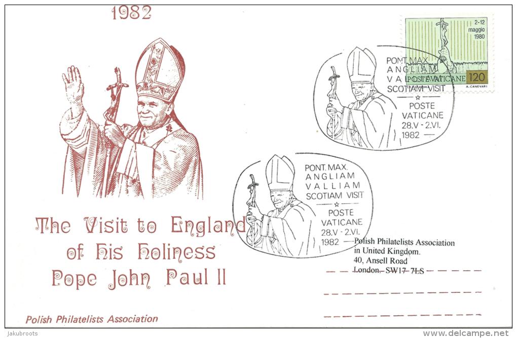 1982. VATICAN  POSTCARD  POPE JOHN PAUL II PASTORAL VISIT TO SCOTLAND - FDC