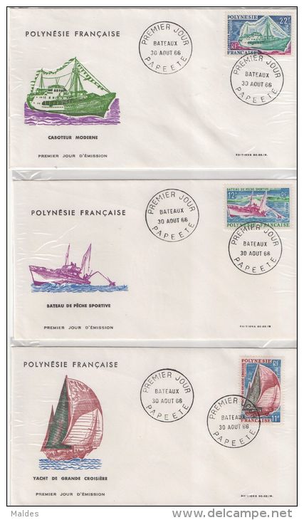 Lot De 6 Fdc 1966 Bateaux - Briefe U. Dokumente