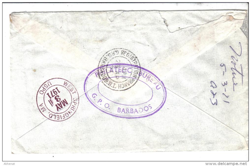 VER1400A - BARBADOS , Servizio Raccomandata Per Gli USA Del 1971 - Barbados (1966-...)