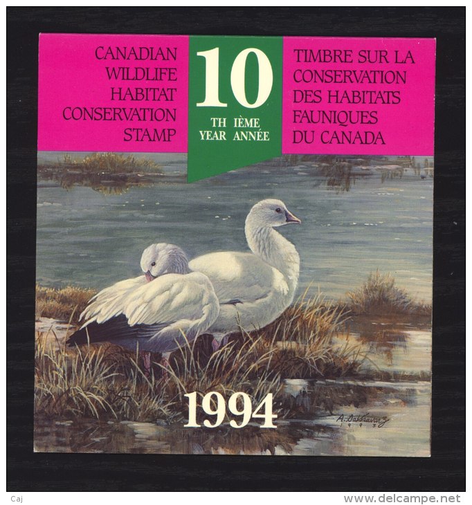 Canada  -  1994  :  Le Carnet Wildlife Habitat Conservation ,  Oies De Ross , Geese - Steuermarken