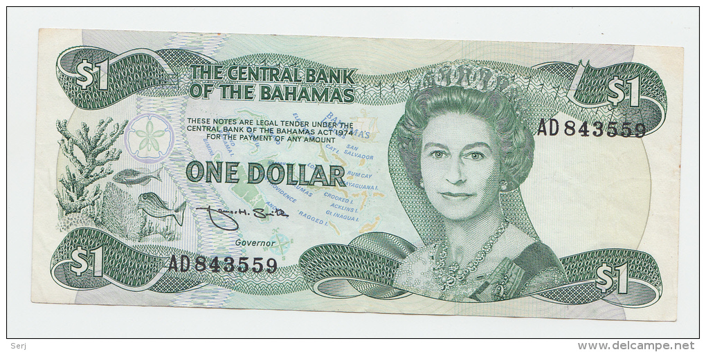 Bahamas 1 Dollar 1974 (1984) VF++ CRISP Banknote P 43b 43 B - Bahamas