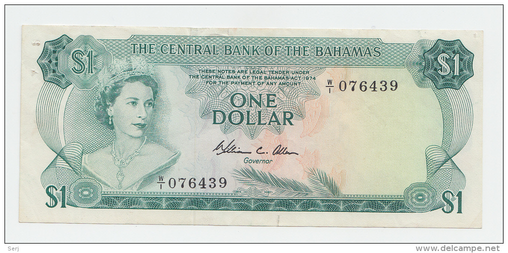 Bahamas 1 Dollar 1974 "F+" Crisp Banknote P 35b 35 B - Bahamas