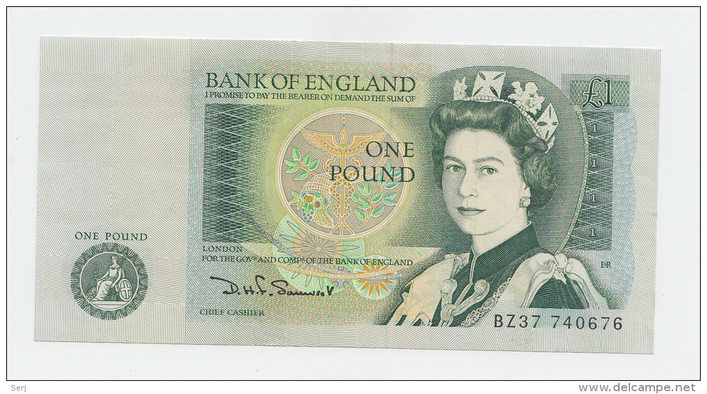 GREAT BRITAIN ENGLAND 1 POUND 1981 - 1984 VF++ (w/ 1mm Split) P 377b 377 B - 1 Pound