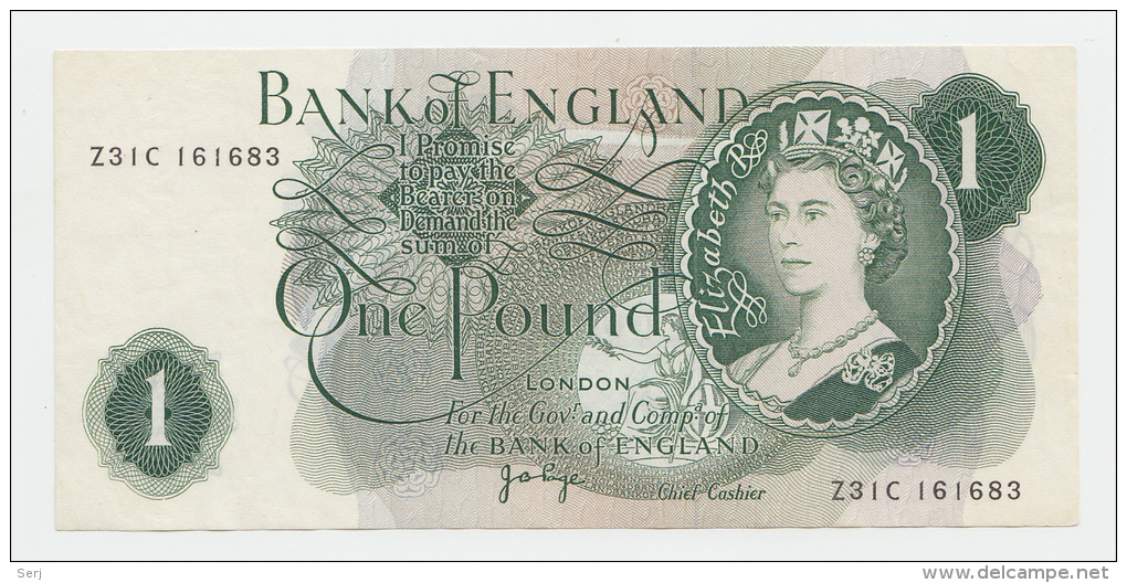 GREAT BRITAIN &pound; 1 POUND 1970 - 77 ( Signature J. B. Page ) VF++ P 374g 374 - 1 Pound