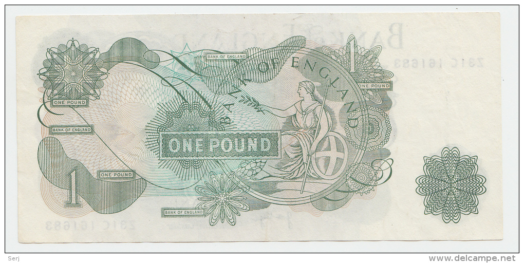 GREAT BRITAIN &pound; 1 POUND 1970 - 77 ( Signature J. B. Page ) VF++ P 374g 374 - 1 Pound