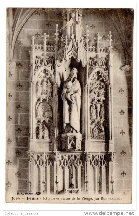 CP, FEURS,Rétable Et Statue De La Vierge Par Bonnassieux, Vierge - Feurs