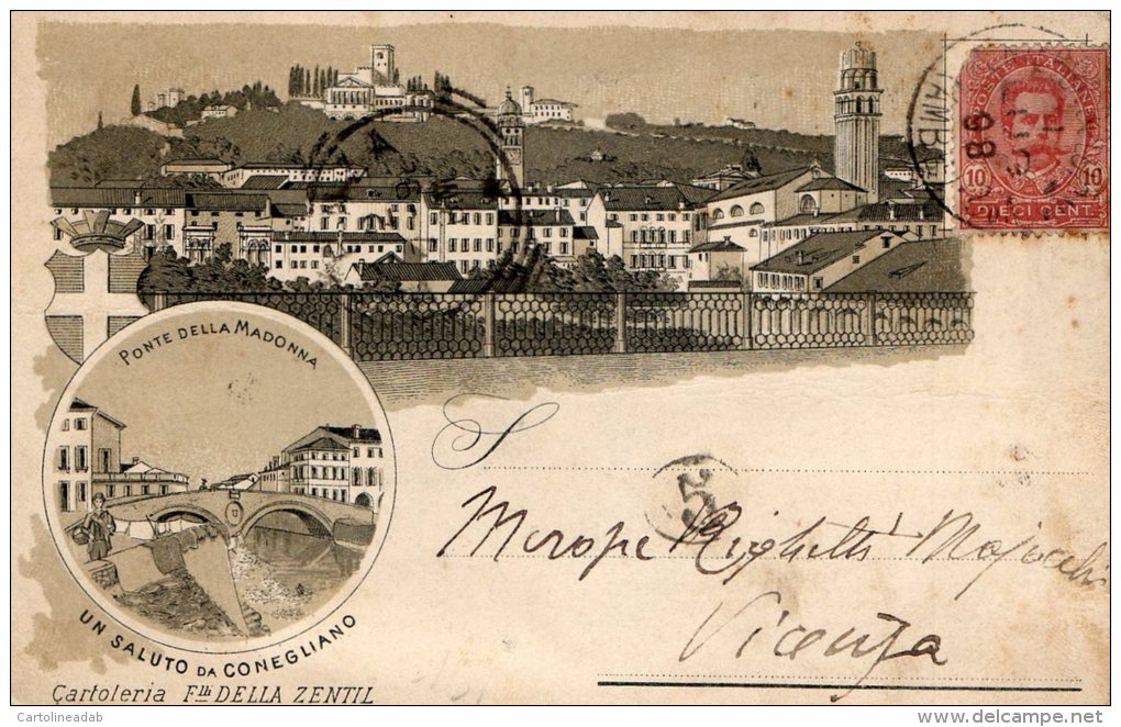 [DC8188] TREVISO - CONEGLIANO - PONTE DELLA MADONNA - Viaggiata 1898 - Old Postcard - Treviso