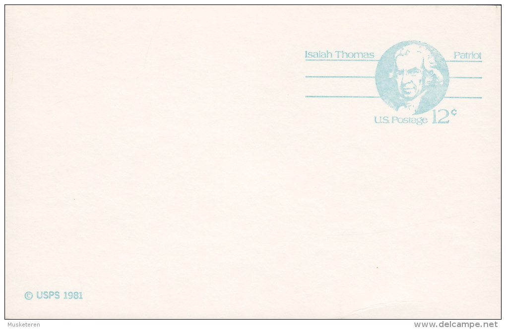 United States Postal Stationery Ganzsache Entier (1981) 12 C. Isaiah Thomas Patriot - 1981-00