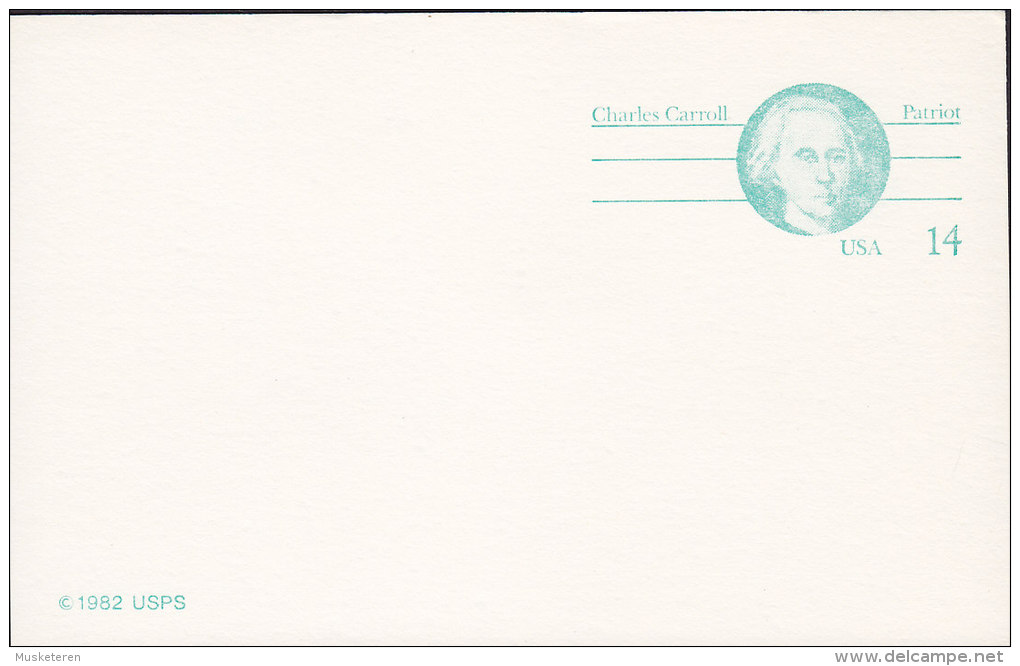 United States Postal Stationery Ganzsache Entier (1982) 14 C. Charles Carroll Patriot - 1981-00