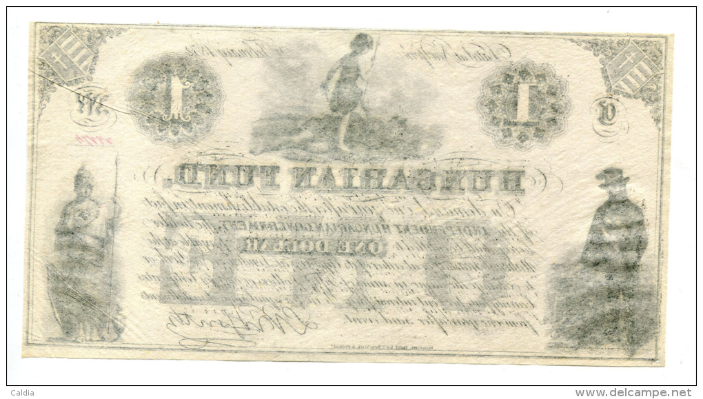 Hongrie Hungary Ungarn 1 Dollar 1852 " HUNGARIAN FUND " KOSUTH "" AUNC +++ / UNC - RED Serial RARE !!! - Hongarije