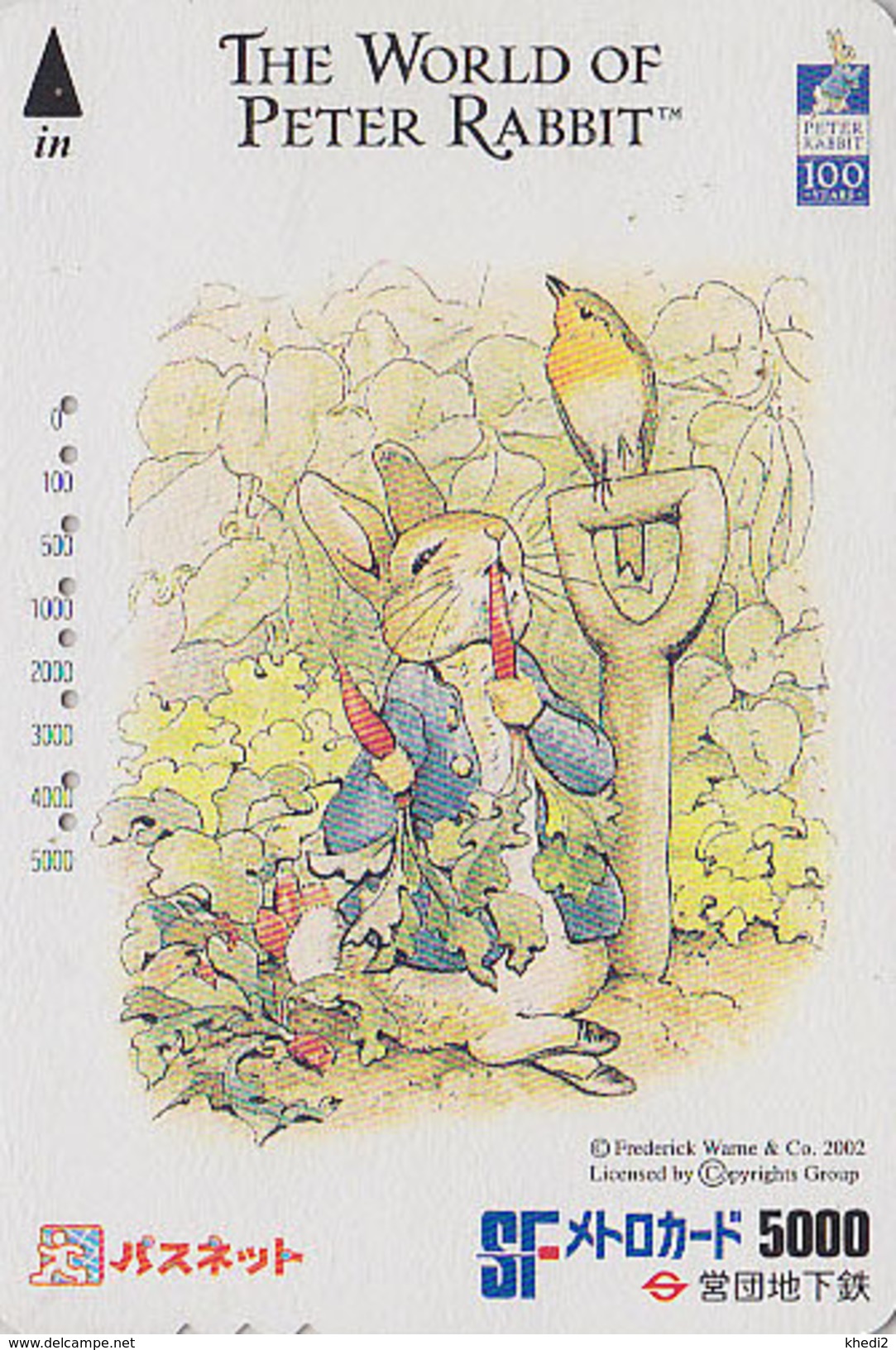 Carte JAPON - PIERRE LAPIN & Oiseau ROUGE-GORGE - PETER RABBIT & Robin Bird JAPAN Subway Card - KANINCHEN - 250 - Kaninchen