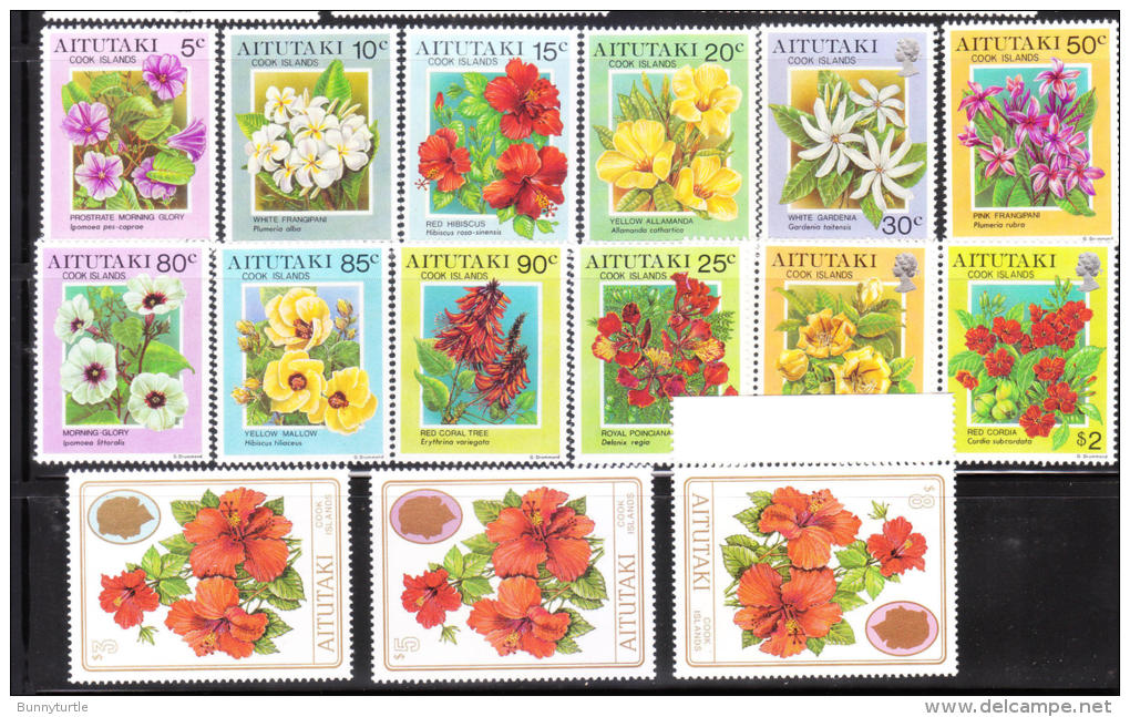 Aitutaki 1994-97 Flowers Hibiscus Definitive 15v MNH - Aitutaki