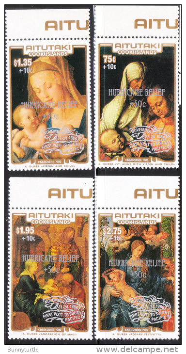 Aitutaki 1987 Surcharged Hurricane Relief 4v MNH - Aitutaki