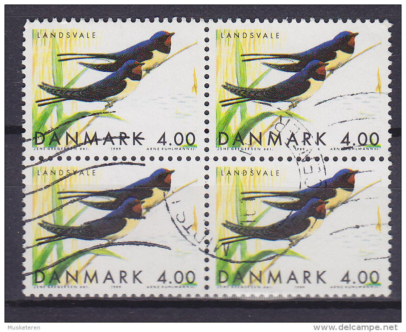 Denmark 1999 Mi. 1223  4.00 Kr Einheimische Vogel Oiseau Native Migratory Bird Rauchschwalbe 4-Block !! - Blocs-feuillets