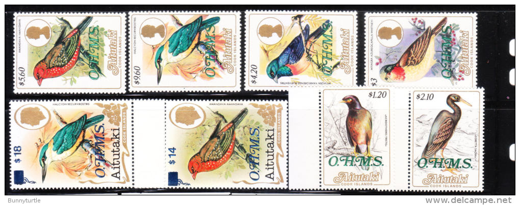 Aitutaki 1986 Birds Overprinted Surcharged 8v MNH - Aitutaki