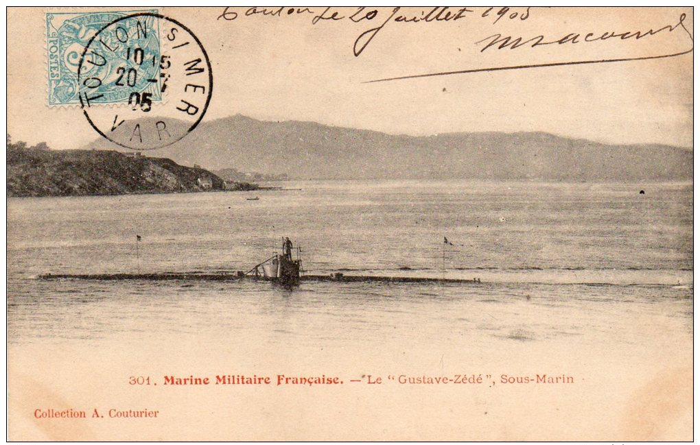 CPA ....MARINE MILITAIRE FRANCAISE...LE  GUSTAVE  ZEDE   SOUS MARIN ....PRIX: 3,99 - Sous-marins