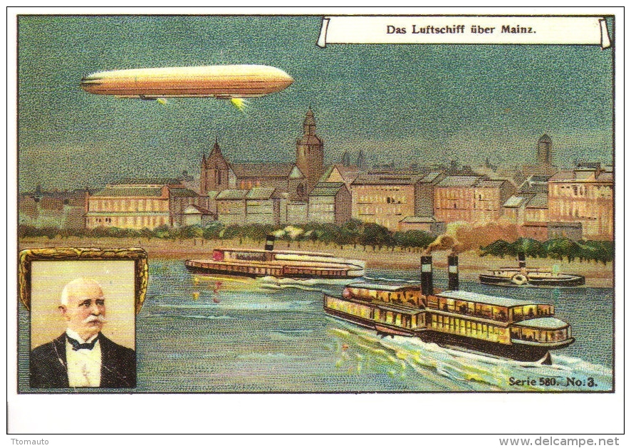 Das Luftschiff Uber Mainz  -  The Zeppelin Over Mainz  -  CP - Dirigibili