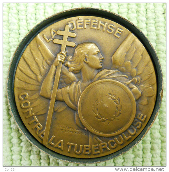 1936 BCG Défense Contre La Tuberculose D'Abel Faivre Et G Contaux Medaille Bronze Diametre 5cms 45gr+boîte - Autres & Non Classés