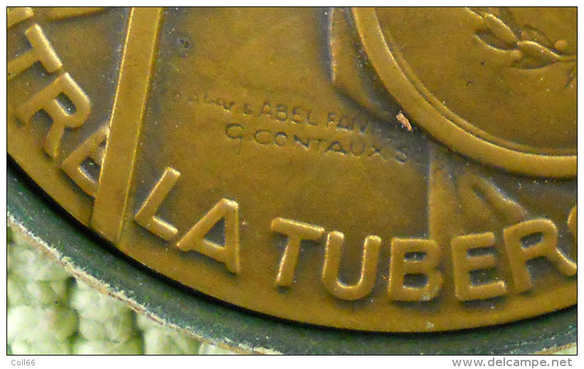 1936 BCG Défense Contre La Tuberculose D'Abel Faivre Et G Contaux Medaille Bronze Diametre 5cms 45gr+boîte - Autres & Non Classés